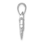 14K White Gold Polished and Textured 3-D Motorcycle Pendant - Image 2