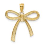 14k Gold Polished Ribbon Bow Pendant - Image 3