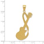 14k Large Electric Guitar with Strap Textured Pendant - Image 4
