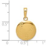 14K Gold Polished Baseball Closed Back Pendant - Image 4