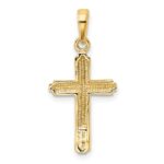 14K Polished Cross With Striped Border Pendant - Image 3