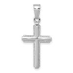14K White Gold Polished Cross With Striped Border Pendant
