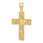 14K Polished Textured Nugget Style Cross Pendant