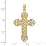 14K Polished Large Rope Frame Filigree Cross Pendant - Image 3