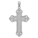 14K White Gold Polished Large Rope Frame Filigree Cross Pendant - Image 3