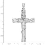 14K White Gold Large Tree Textured Cross Pendant - Image 4