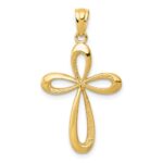 14k Gold Polished Ribbon Cross Pendant