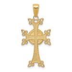 14K Polished and Textured Armenian Cross Pendant