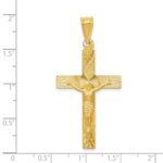 14k Polished Satin and Diamond-cut Crucifix Pendant - Image 3