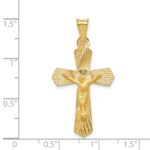 14k Polished Satin and Diamond-cut Crucifix Pendant - Image 4
