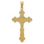 14K Polished Textured INRI Crucifix Fleur de Lis Pendant - Image 4