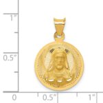 14K Polished Diamond-cut Solid Sagrado Corazon de Jesus Round Pendant - Image 3
