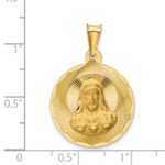 14K Polished Diamond-cut Solid Sagrado Corazon de Jesus Round Pendant - Image 4