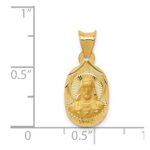 14K Polished Diamond-cut Solid Sagrado Corazon de Jesus Oval Pendant - Image 3