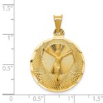 14K Polished Diamond-cut Corpus Circle Pendant - Image 3