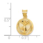14K Polished Diamond-cut Corpus Circle Pendant - Image 3