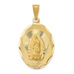14K Polished Diamond-cut Solid Large Our Lady Of Guadalupe Oval Pendant