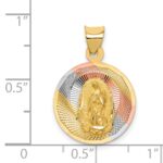 14K with Rose and White Rhodium Polished Diamond-cut Solid Our Lady Of Guadalupe Round Pendant - Image 4