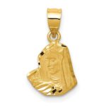 14K Satin Diamond-cut Virgin Mary Pendant
