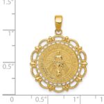 14K Polished Solid Large Miraculous Medal With Scallop Frame Round Pendant - Image 3