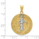 14k and White Rhodium Solid Large St. Benedict Medal Pendant - Image 4