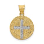 14k and White Rhodium Solid St. Benedict Medal Round Pendant - Image 3