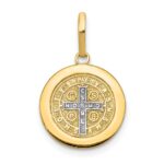 14k and White Rhodium Solid St. Benedict Medal Round Pendant - Image 3