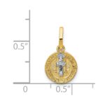 14k and White Rhodium Solid St. Benedict Medal Round Pendant - Image 4