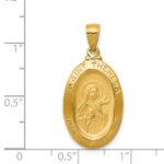 14k Polished and Satin Solid St Theresa Medal Oval Pendant - Image 3