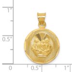 14k Polished and Diamond-cut Baptism Round Pendant - Image 3