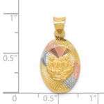 14K with Rose and White Rhodium Diamond-cut Baptism Oval Pendant - Image 4