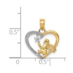14K and White Rhodium Angel in Heart with Star Pendant - Image 4