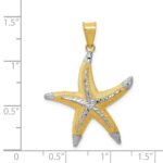14k and White Rhodium Diamond-cut Polished Starfish Pendant - Image 4