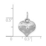 14k White Gold Satin Diamond-cut 3D Puffed Heart Pendant - Image 4