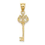 14K Polished Filigree Key Charm - Image 3