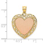 14K Two-tone Polished Engravable Lace Frame Heart Pendant - Image 4