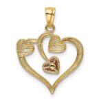 14K Two-tone and White Rhodium Polished Hearts Pendant - Image 3