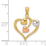 14K Two-tone and White Rhodium Polished Hearts Pendant - Image 4