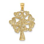 14K and White Rhodium Polished Hearts Tree Pendant - Image 3