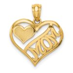 14k Polished MOM and Heart In Heart Pendant