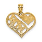 14k Polished MOM and Heart In Heart Pendant - Image 4