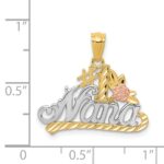 14k Two-tone with White Rhodium Diamond-cut #1 NANA with Rose Pendant - Image 4