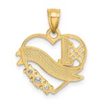 14k and White Rhodium CZ #1 DAUGHTER Heart Pendant - Image 3