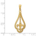 14k Diamond-cut Polished Fleur de Lis Dangle Pendant - Image 4