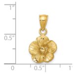 14k Satin Diamond-cut Hibiscus Pendant - Image 4