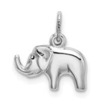 14k White Gold Small Polished Elephant Charm - Image 3