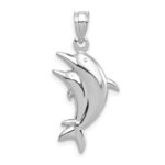 14k White Gold Dolphin Pair Pendant - Image 3