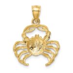 14k Satin Diamond-cut Crab Pendant - Image 3