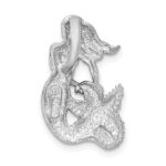 14K White Gold Satin and Diamond-Cut Mermaid Omega Slide - Image 3
