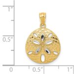 14k and White Rhodium Diamond-cut Polished Sand Dollar Pendant - Image 4